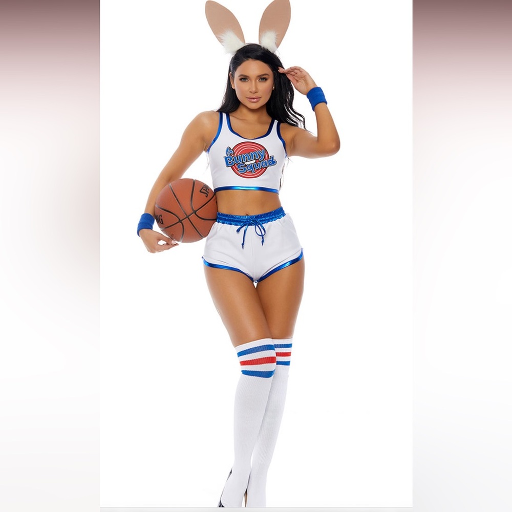 Yandy White and Blue Basketball Bunny Costume